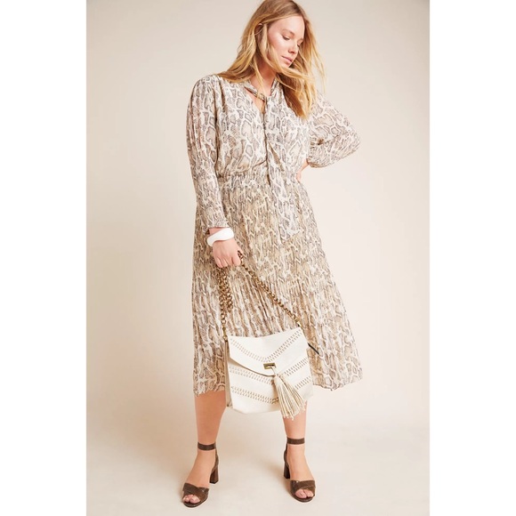 Anthropologie Olivia Snake-Printed Midi Dress